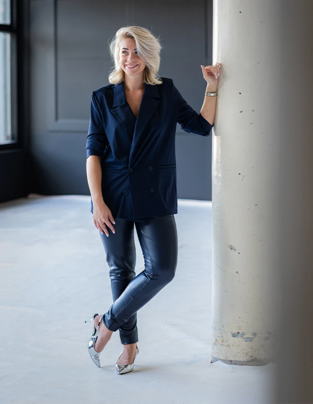 Broek Chica's Met Koordje Donkerblauw 