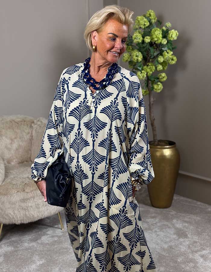 Jurk Luxe 66 Donkerblauw/Wit
