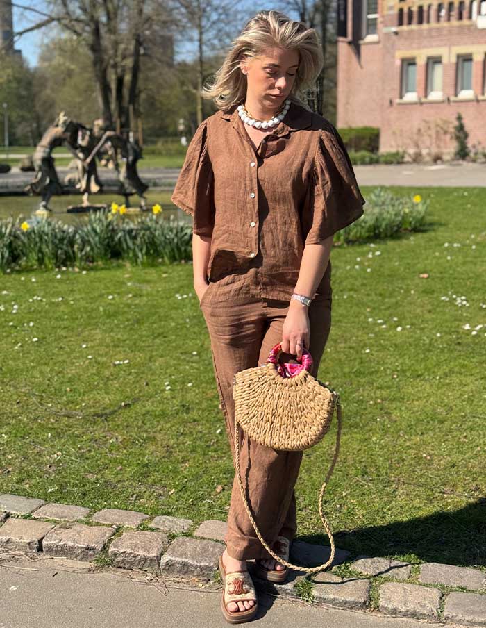 Broek Le Lin 06100 Donkerbruin