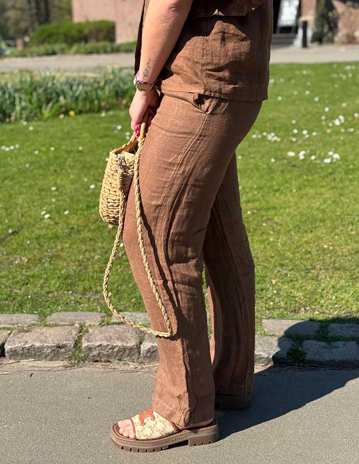 Broek Le Lin 06100 Donkerbruin