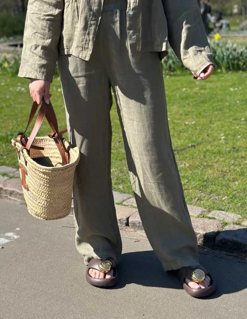 Broek Le Lin 06100 Legergroen