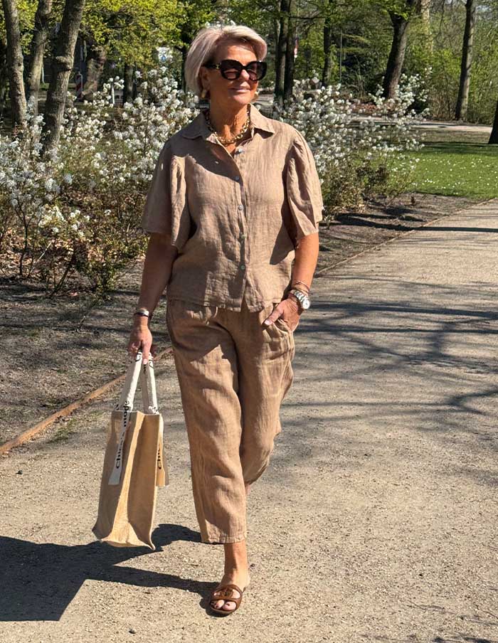 Broek Short Le Lin 06053 Taupe