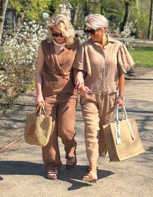 Broek Short Le Lin 06053 Taupe