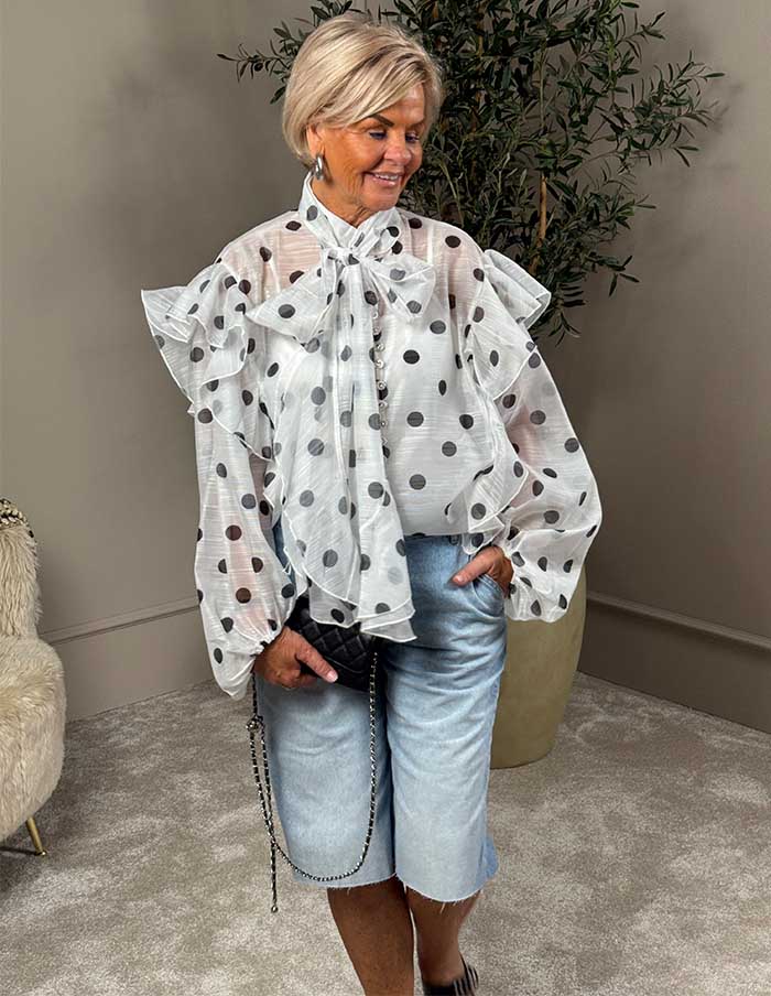 Blouse Polka Dot 7797 Wit