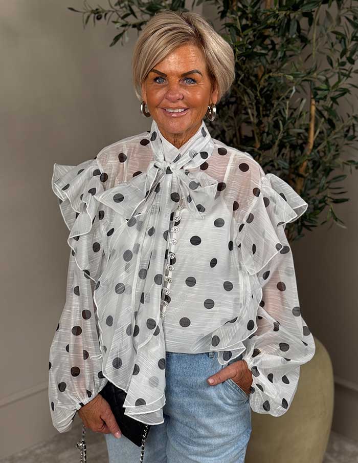 Blouse Polka Dot 7797 Wit