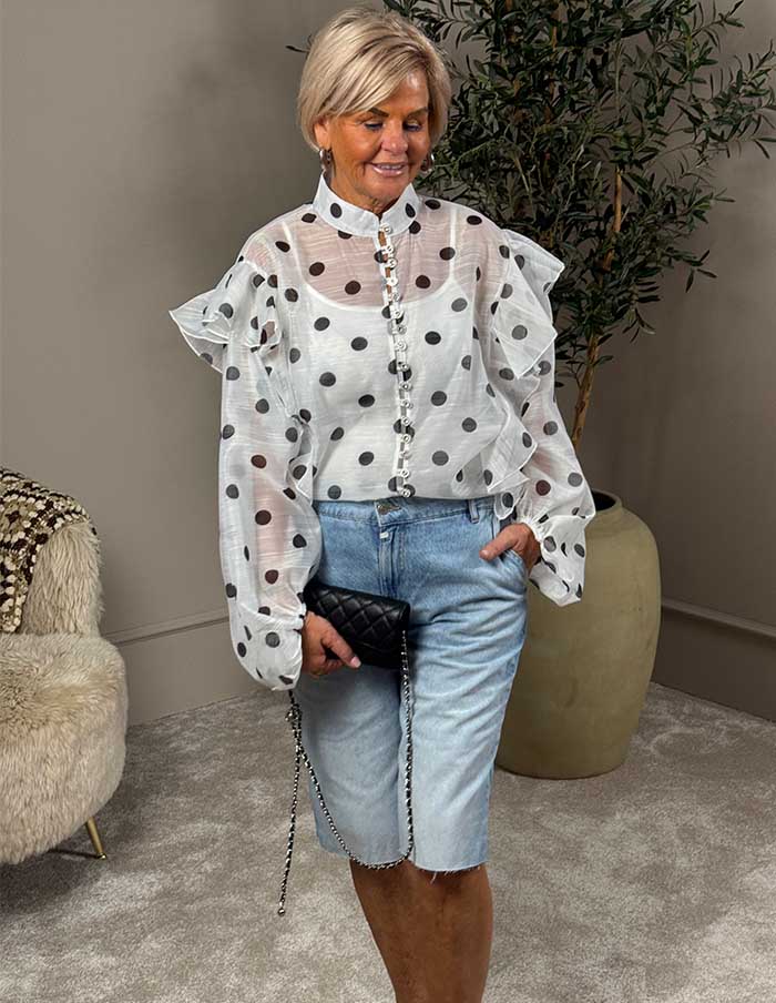Blouse Polka Dot 7797 Wit