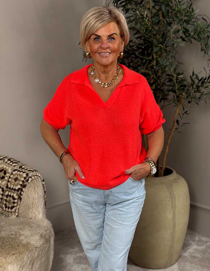 Top Polo Koraal Rood