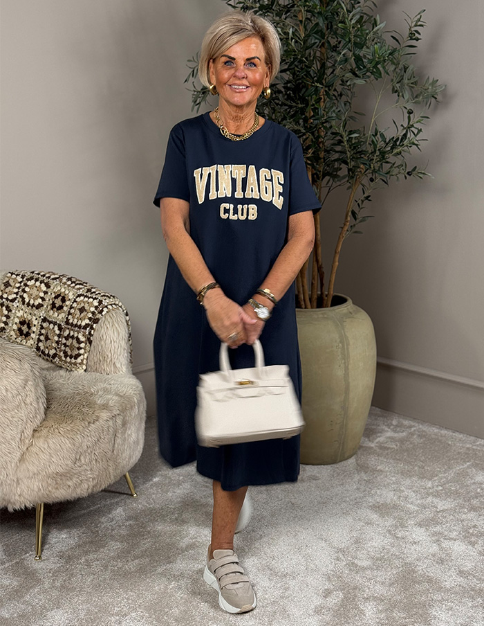 Jurk Vintage Club 4085 Donkerblauw