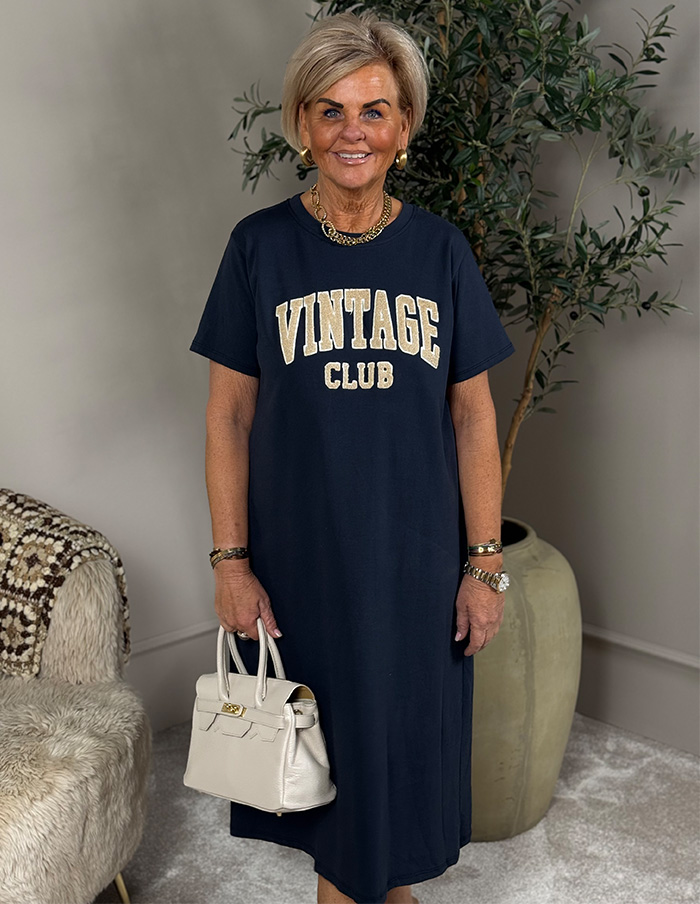 Jurk Vintage Club 4085 Donkerblauw