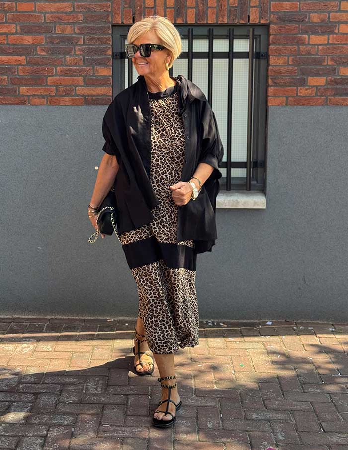 Jurk Moana 33661 Zwart/Leopard