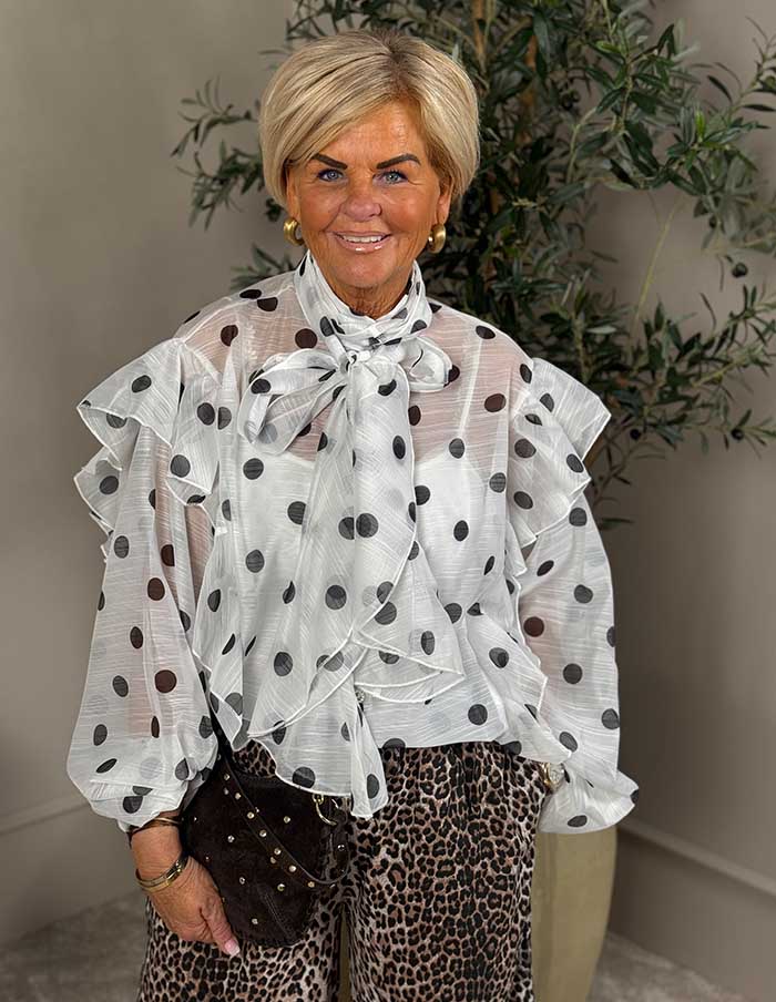 Blouse Polka Dot 7797 Wit