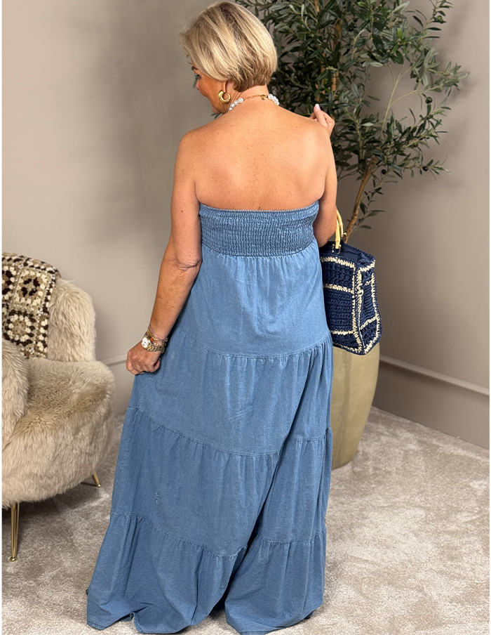 Jurk Dusk Strapless 10167 Denim