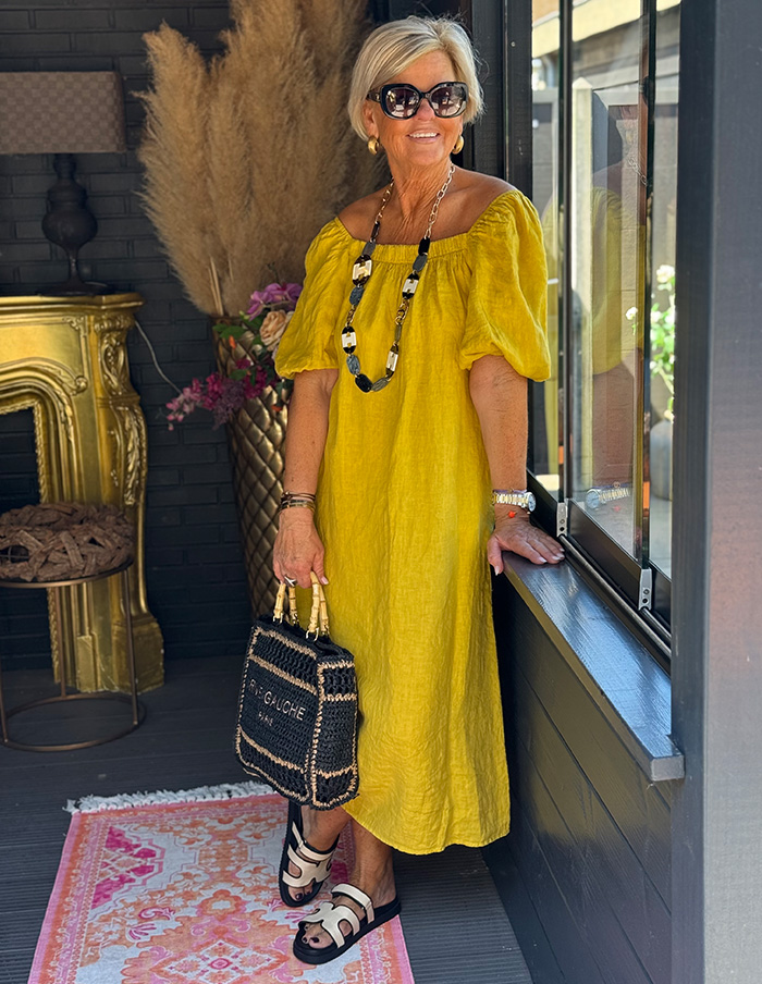 Jurk Brisa de Lino 9172 Geel