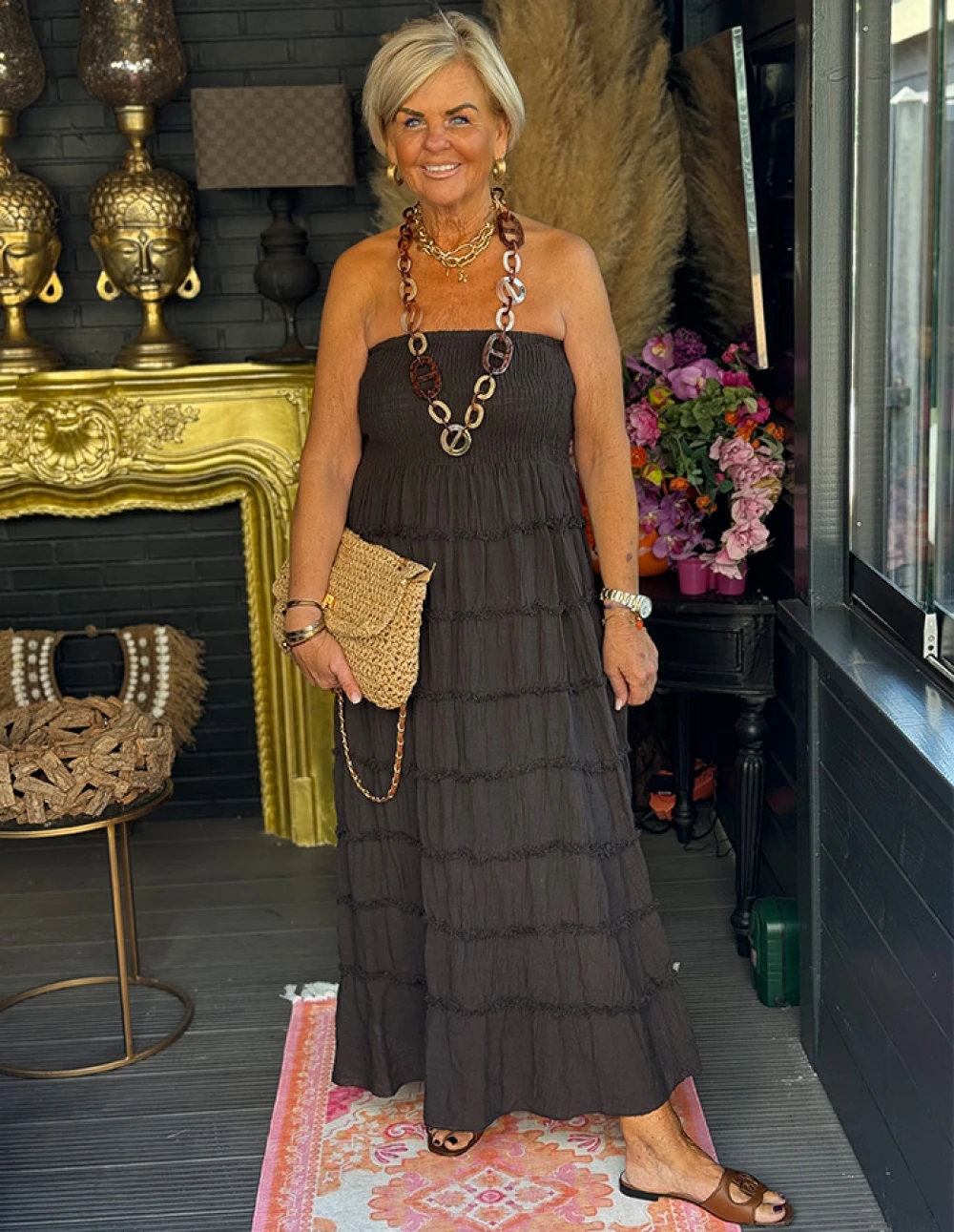 Jurk Cotona Belle 11606 Donkerbruin