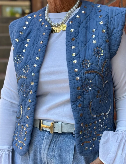 Gilet Bao 0278 Jeansblauw