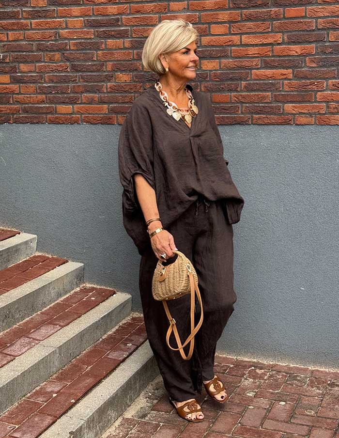 Blouse Puro Lino 23829 Bruin