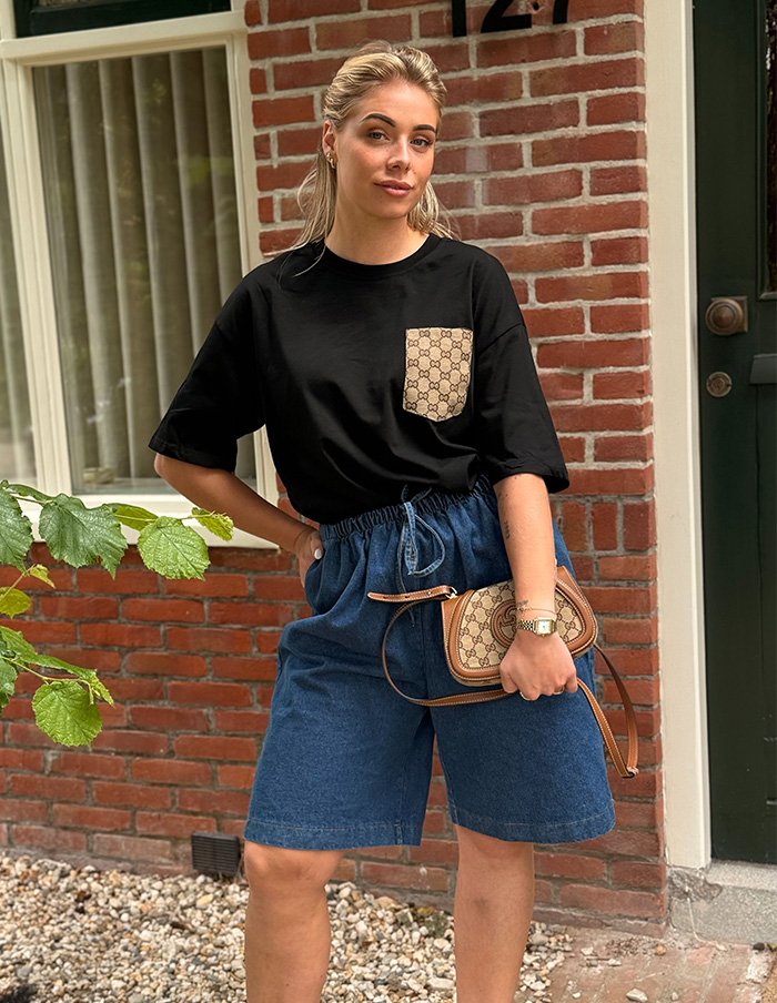 T-Shirt Brand Pocket 9149 Zwart