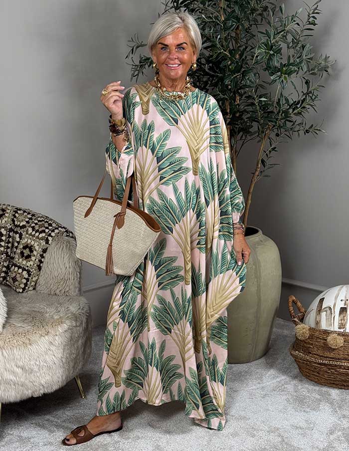 Kaftan Wild Leaf 4032 Lichtroze