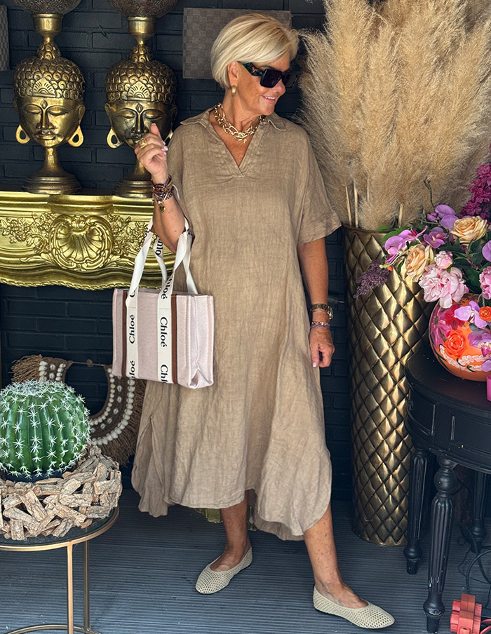 Jurk Duffy Linnen 21819 Camel 
