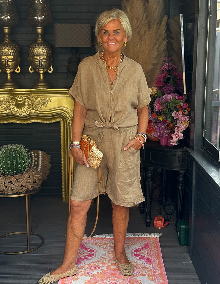 Blouse Pix Linnen 23825 Camel