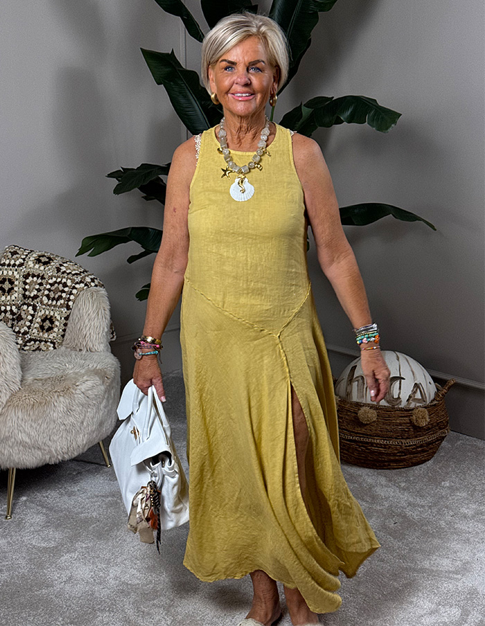 Jurk Amber Linnen 57525 Geel