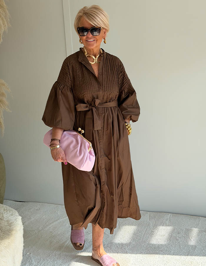 Jurk Cotton Charm SC187 Bruin