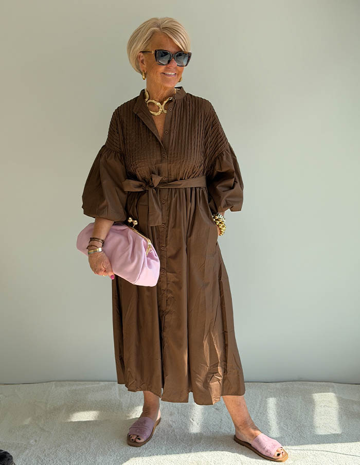 Jurk Cotton Charm SC187 Bruin