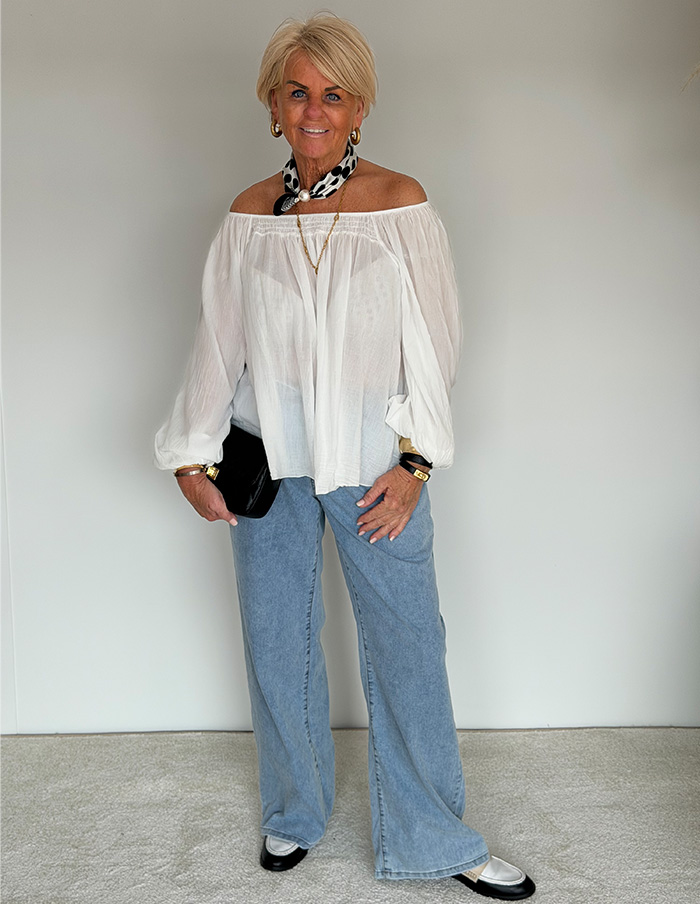 Blouse Cotton Off-Shoulder 80661 Wit