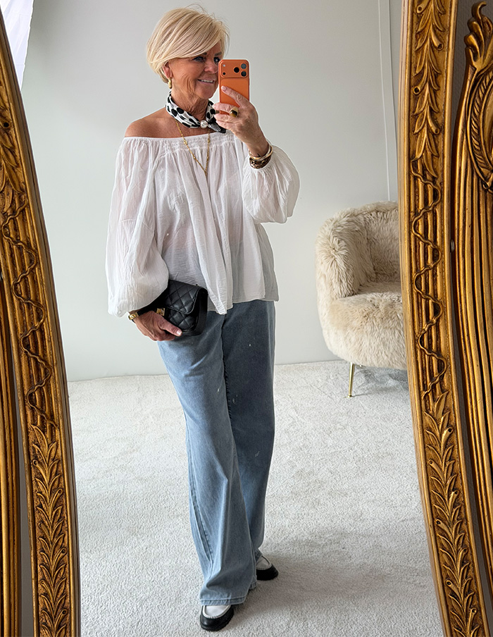 Blouse Cotton Off-Shoulder 80661 Wit