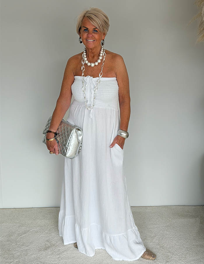 Jurk Strapless Maxi 25204 Wit 