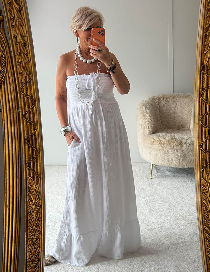Jurk Strapless Maxi 25204 Wit 