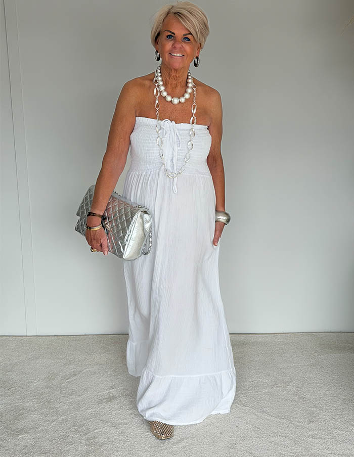 Jurk Strapless Maxi 25204 Wit 
