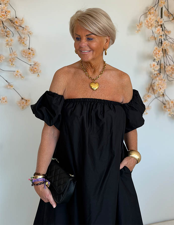 Jurk Off-Shoulder Maxi 6086 Zwart