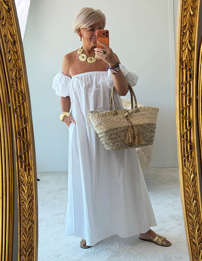 Jurk Off-Shoulder Maxi 6086 Wit