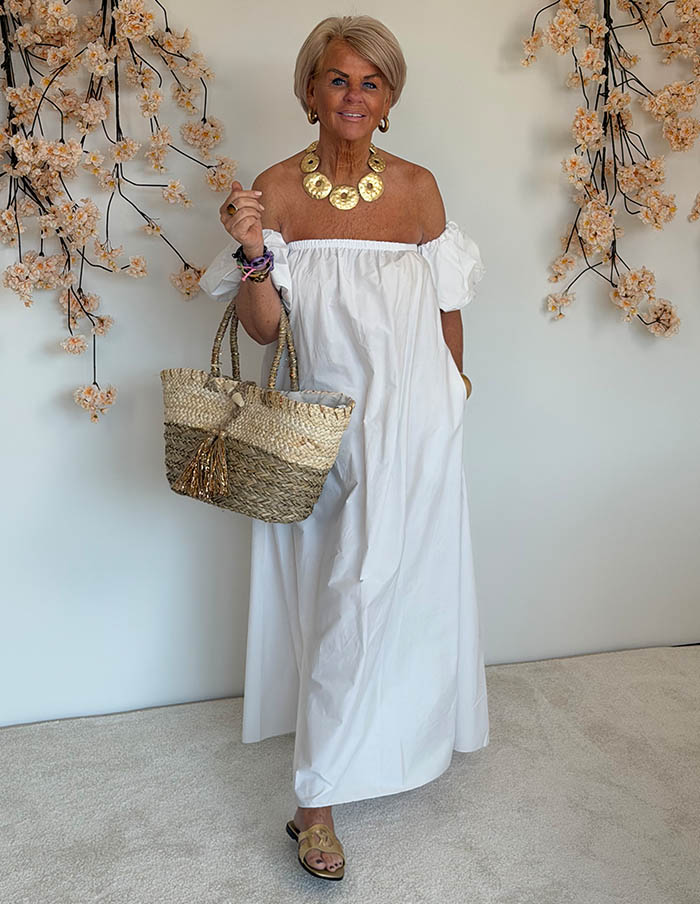 Jurk Off-Shoulder Maxi 6086 Wit