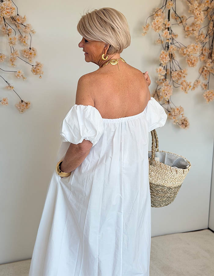 Jurk Off-Shoulder Maxi 6086 Wit