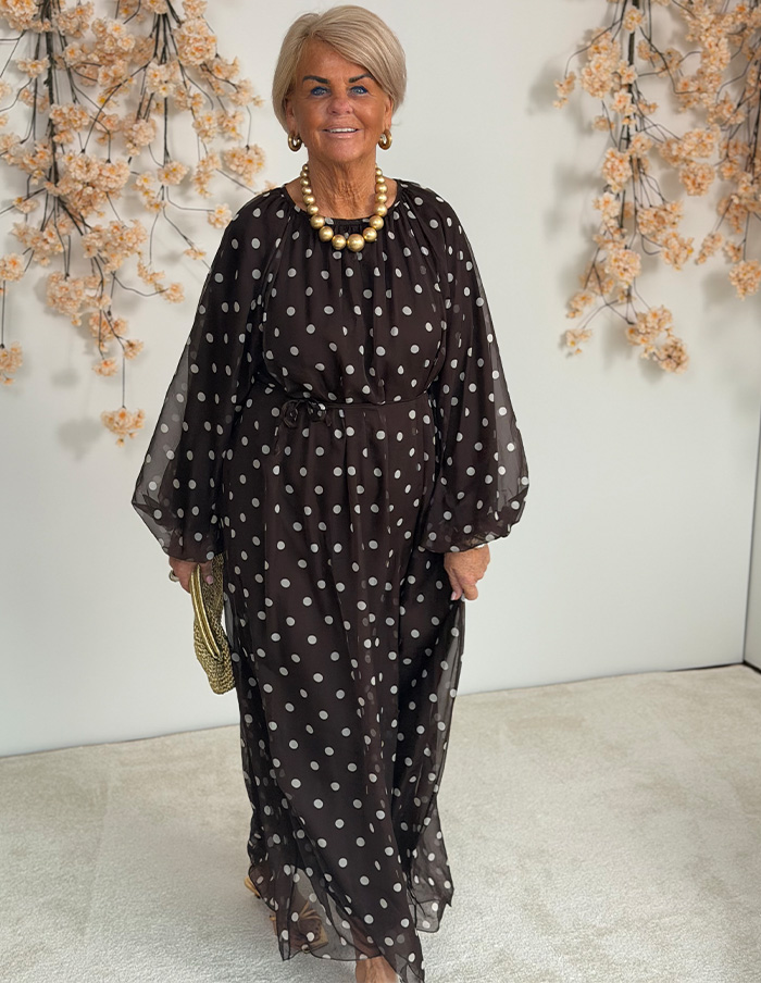 Jurk Classy Dots Maxi 50291 Donkerbruin