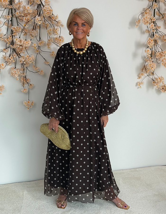 Jurk Classy Dots Maxi 50291 Donkerbruin