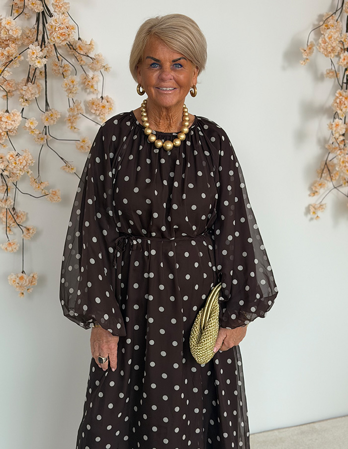 Jurk Classy Dots Maxi 50291 Donkerbruin
