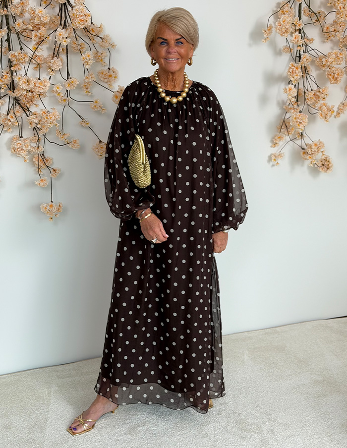 Jurk Classy Dots Maxi 50291 Donkerbruin