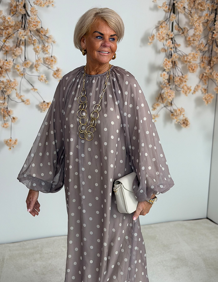 Jurk Classy Dots Maxi 50291 Taupe