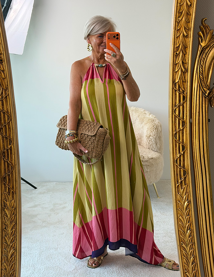Jurk Rio Maxi Stripe 6772 Olijfgroen