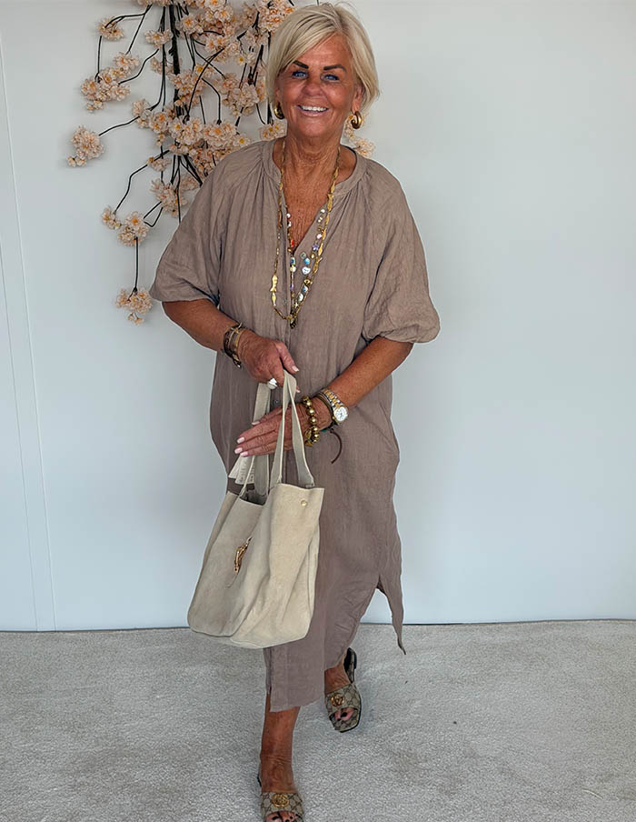 Jurk May 28843 Linnen Taupe 